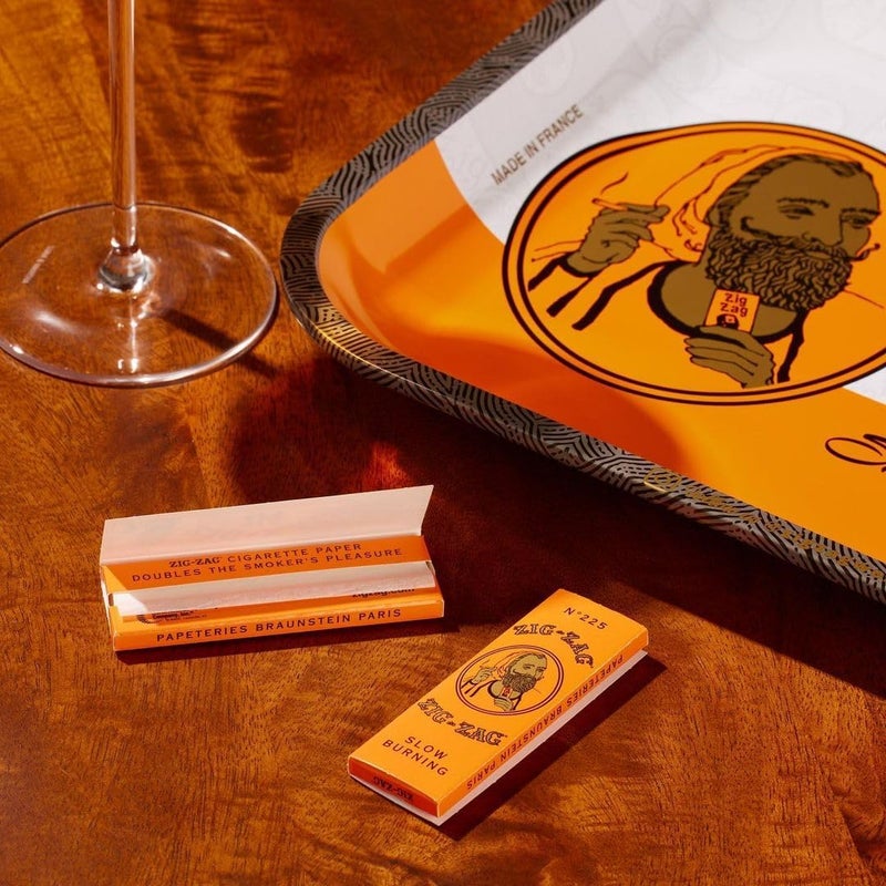 Zigzag Metal Rolling Tray, Elegant Design - Small (10.75" x 6.5") - Classic Orange - Image 5